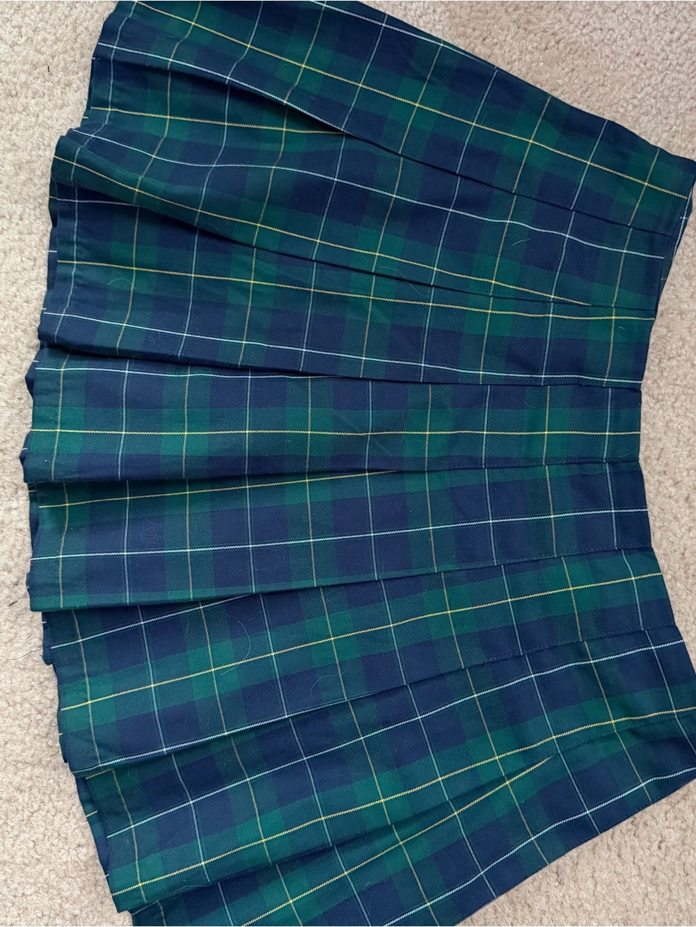 H&M Navy, Green & Yellow Plaid Pleated Mini Skirt